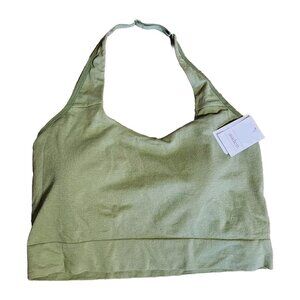 NWT AUDEN Solid All‎ Green Halter Bralette Sports Bra Womens Size XL